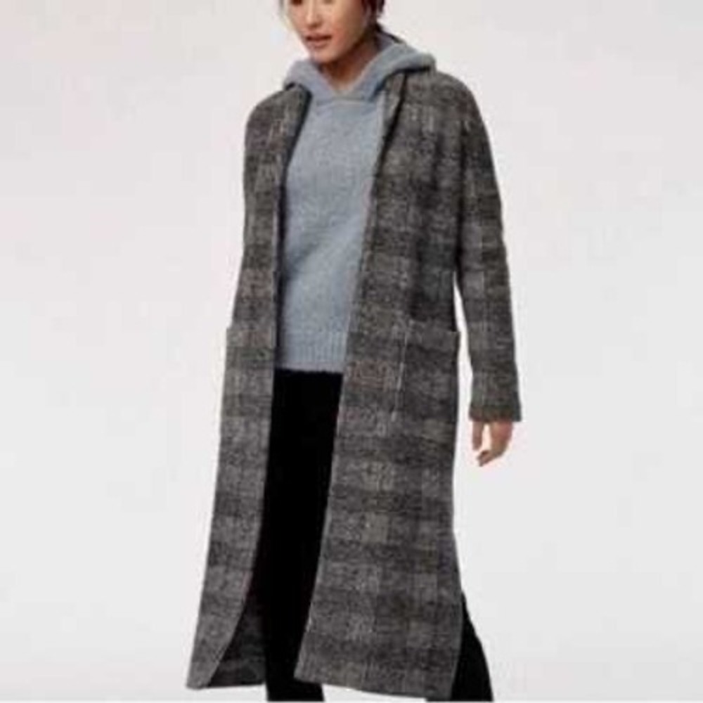 Aritzia Wilfred Dujardin Plaid Wool Coat Grey 100%‎ Merino Wool XS